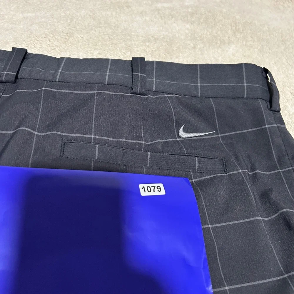 Nike Golf Pants Mens 36 30 Black Plaid Dri-FIT Tour Performance Windowpane